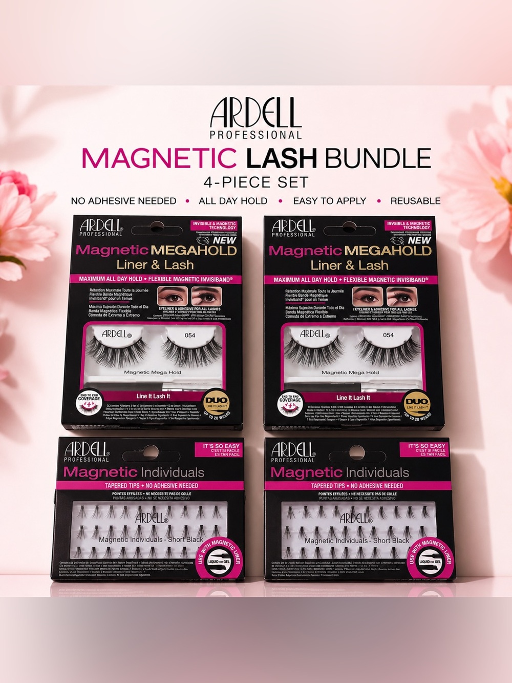 Ardell Magnetic Lash Bundle 4 Pc MegaHold & Magnetic Individuals Set